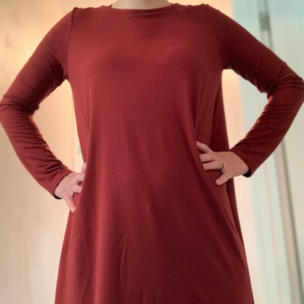 Brick red pocket tunic length